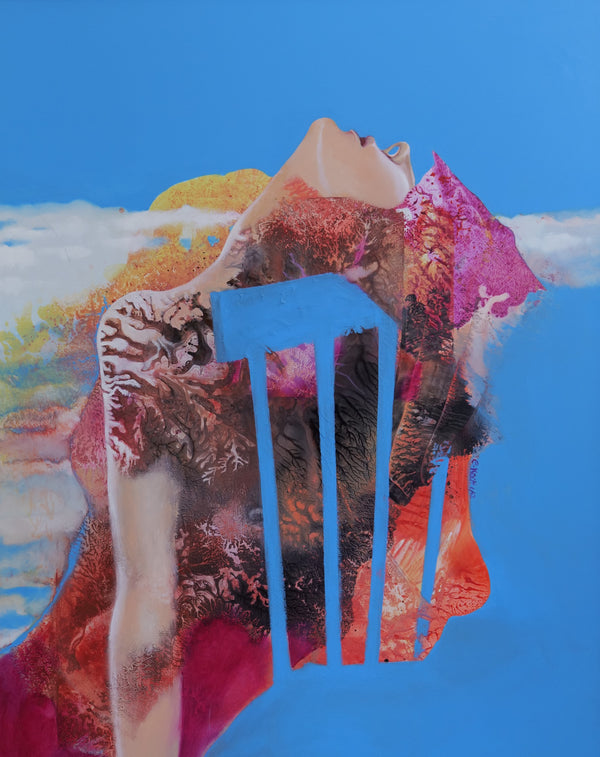 (1) AUF DEM BLAUEN STUHL  100x80 cm / Leinwanddruck in Originalgröße