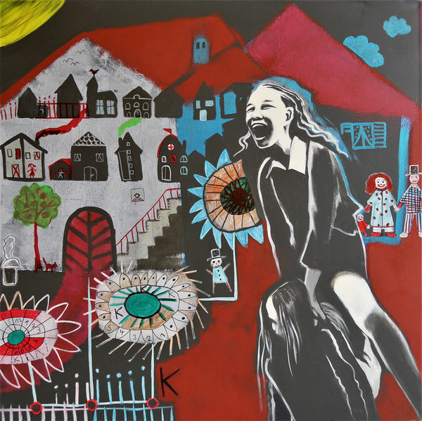 (x)Serie Kinderwelten: ELTERN/HÄUSER 120x120cm / Leinwanddruck in Originalgröße