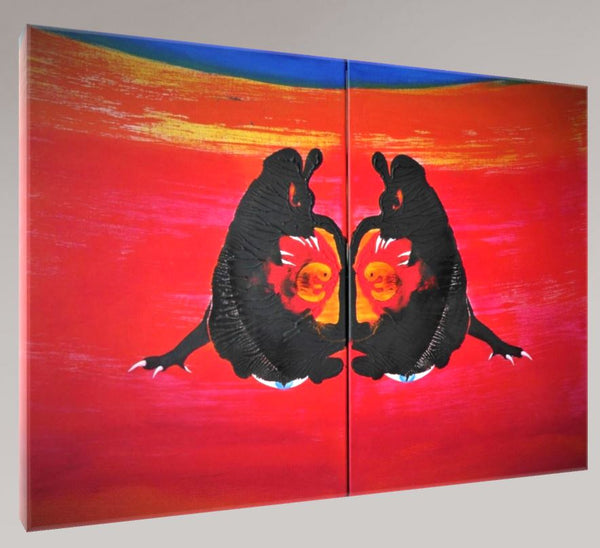 (Zweiteiler) GEBURT DES BÖSEN 70x100cm / Leinwanddruckin Originalgröße