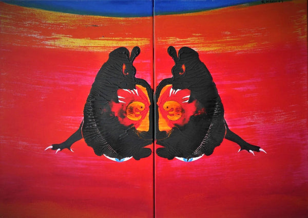 (Zweiteiler) GEBURT DES BÖSEN 70x100cm / Leinwanddruckin Originalgröße