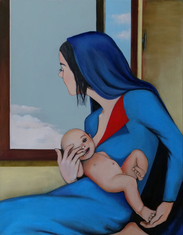 Weihnachtsbild Nr. 6  MARIA UND DIE WOLKEN  90x70cm / Leinwanddruck in Originalgeöße