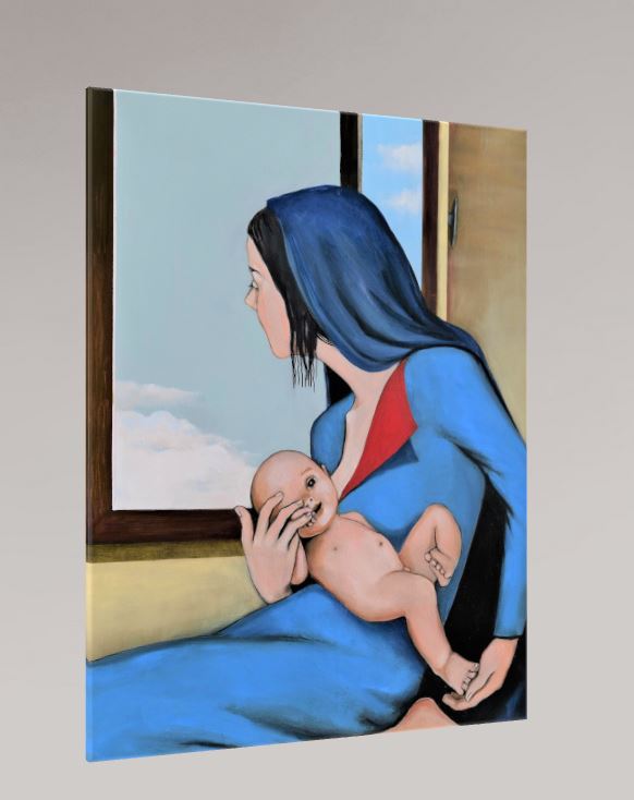 Weihnachtsbild Nr. 6  MARIA UND DIE WOLKEN  90x70cm / Leinwanddruck in Originalgeöße