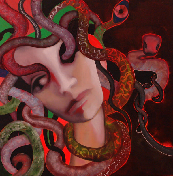 (2)SERIE Frauen in der Mythologie: MEDUSA 100x100 cm / Leinwanddruck in Originalgröße